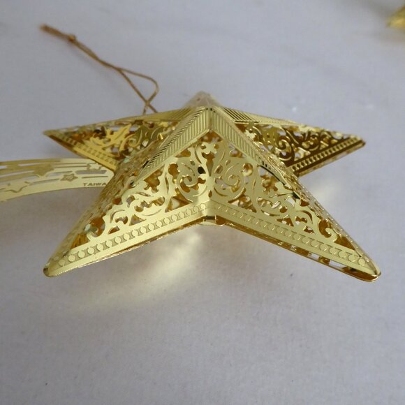 NEW VINTAGE 10.5” & 6” GOLD METAL SHOOTING STAR CHRISTMAS BETHLEHEM ORNAMENT LOT - Picture 9 of 14